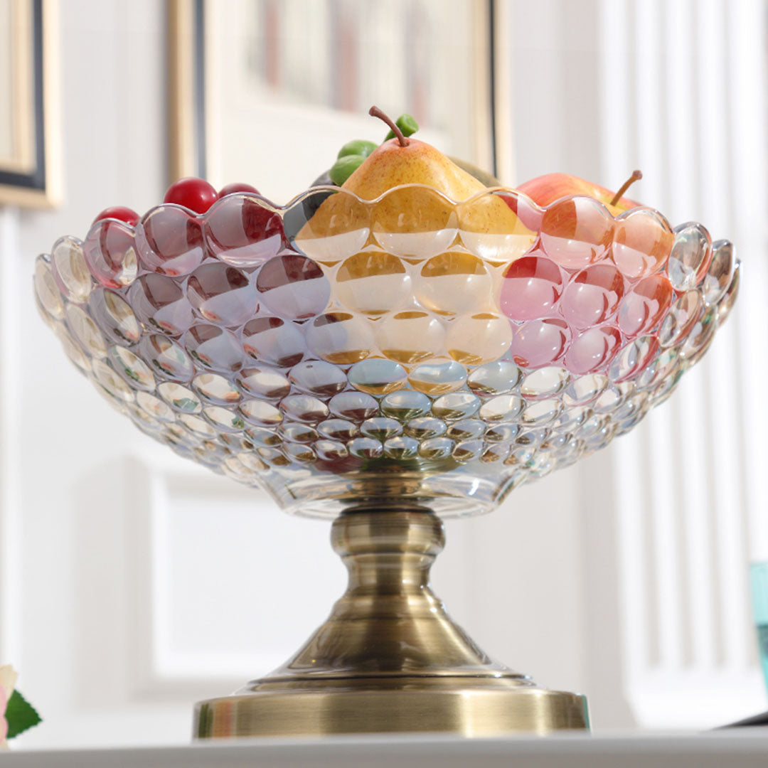 SOGA Bronze Pedestal Crystal Glass Fruit Bowl Candy Holder