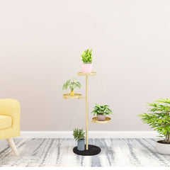 SOGA 3 Tier Gold Round Plant Stand Flowerpot Tray Display Living Room Balcony Metal Decorative Shelf