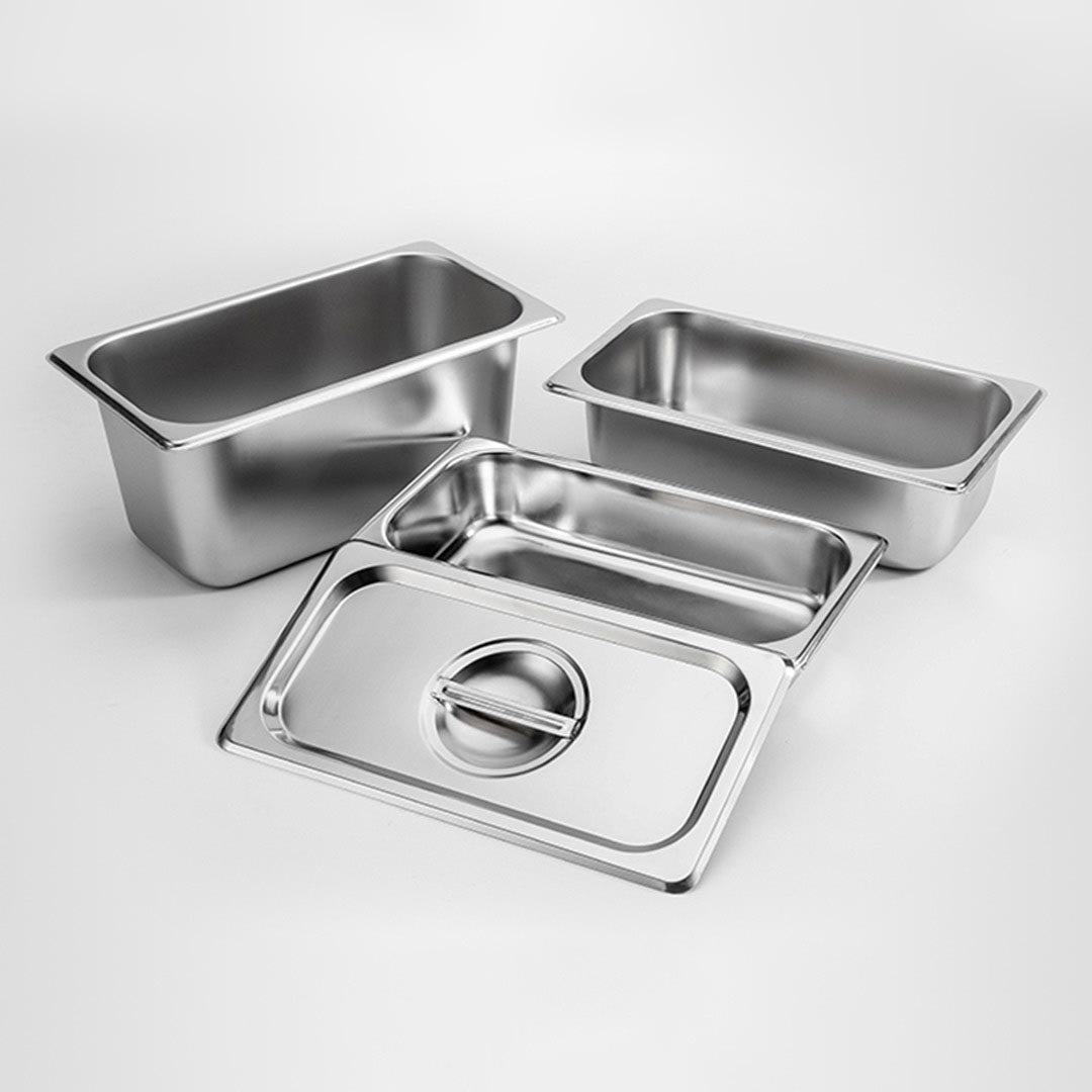 SOGA 4X Gastronorm GN Pan Full Size 1/3 GN Pan 6.5 cm Deep Stainless Steel Tray