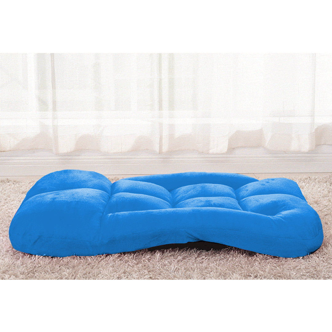 SOGA Foldable Lounge Cushion Adjustable Floor Lazy Recliner Chair with Armrest Blue