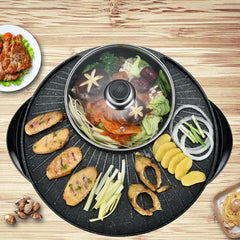 SOGA 2X 2 in 1 Electric Stone Coated Teppanyaki Grill Plate Steamboat Hotpot 3-5 Person