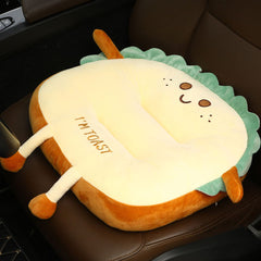 SOGA 2X Smiley Face Toast Bread Cushion Stuffed Car Seat Plush Cartoon Back Support Pillow Home Decor