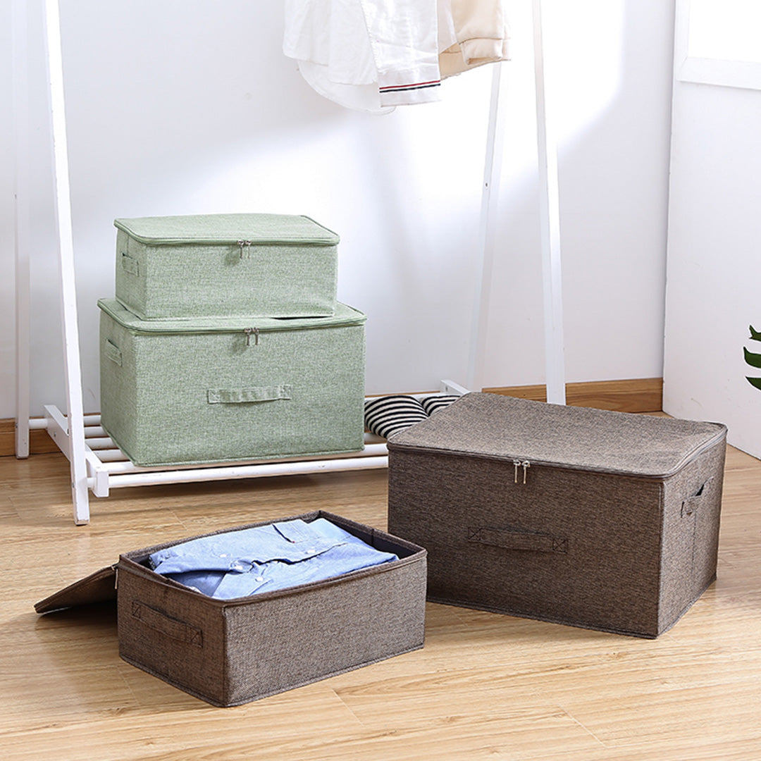 SOGA Green Small Portable Double Zipper Storage Box Moisture Proof Clothes Basket Foldable Home Organiser