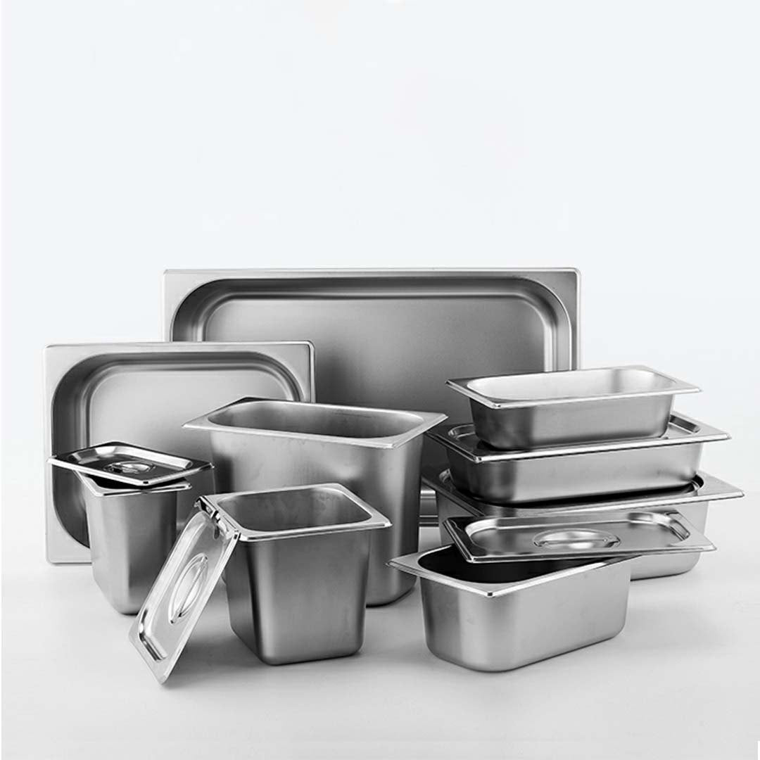 SOGA 2X Gastronorm GN Pan Full Size 1/1 GN Pan 2cm Deep Stainless Steel Tray With Lid