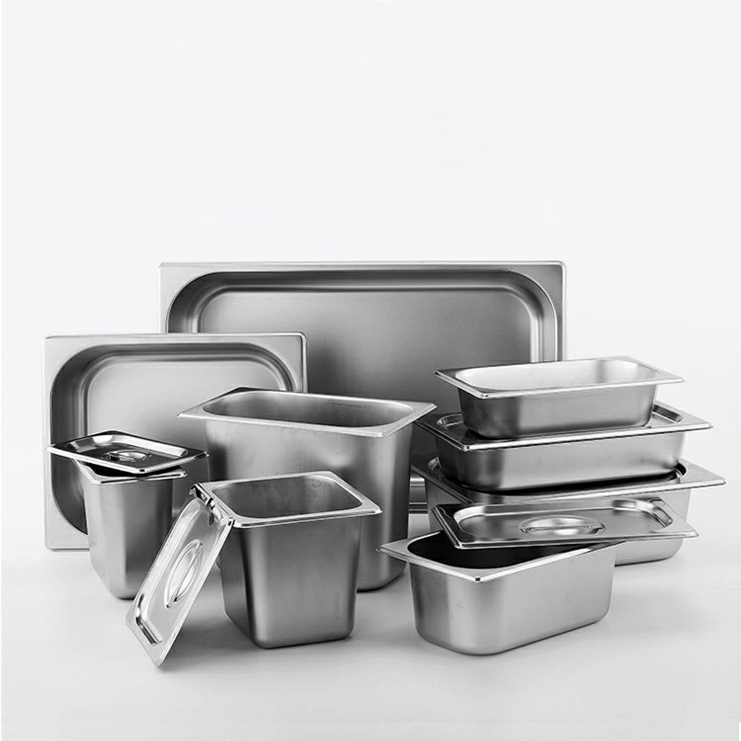 SOGA 4X Gastronorm GN Pan Full Size 1/3 GN Pan 10cm Deep Stainless Steel Tray with Lid