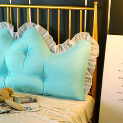 SOGA 4X 150cm Light Blue Princess Bed Pillow Headboard Backrest Bedside Tatami Sofa Cushion with Ruffle Lace Home Decor