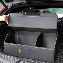 SOGA 4X Leather Car Boot Collapsible Foldable Trunk Cargo Organizer Portable Storage Box Black Large