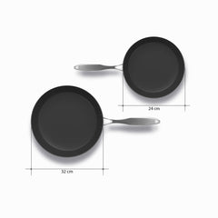 SOGA Stainless Steel Fry Pan 24cm 32cm Frying Pan Skillet Induction Non Stick Interior FryPan