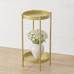 SOGA 4X 2 Layer 80cm Gold Metal Plant Stand Flower Pot Holder Corner Shelving Rack Indoor Display