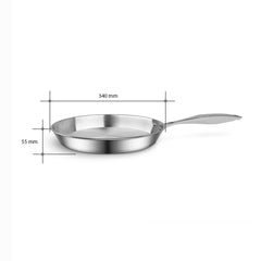 SOGA Stainless Steel Fry Pan 34cm Frying Pan Top Grade Induction Cooking FryPan