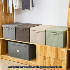 SOGA 2X Coffee Medium Foldable Canvas Storage Box Cube Clothes Basket Organiser Home Decorative Box