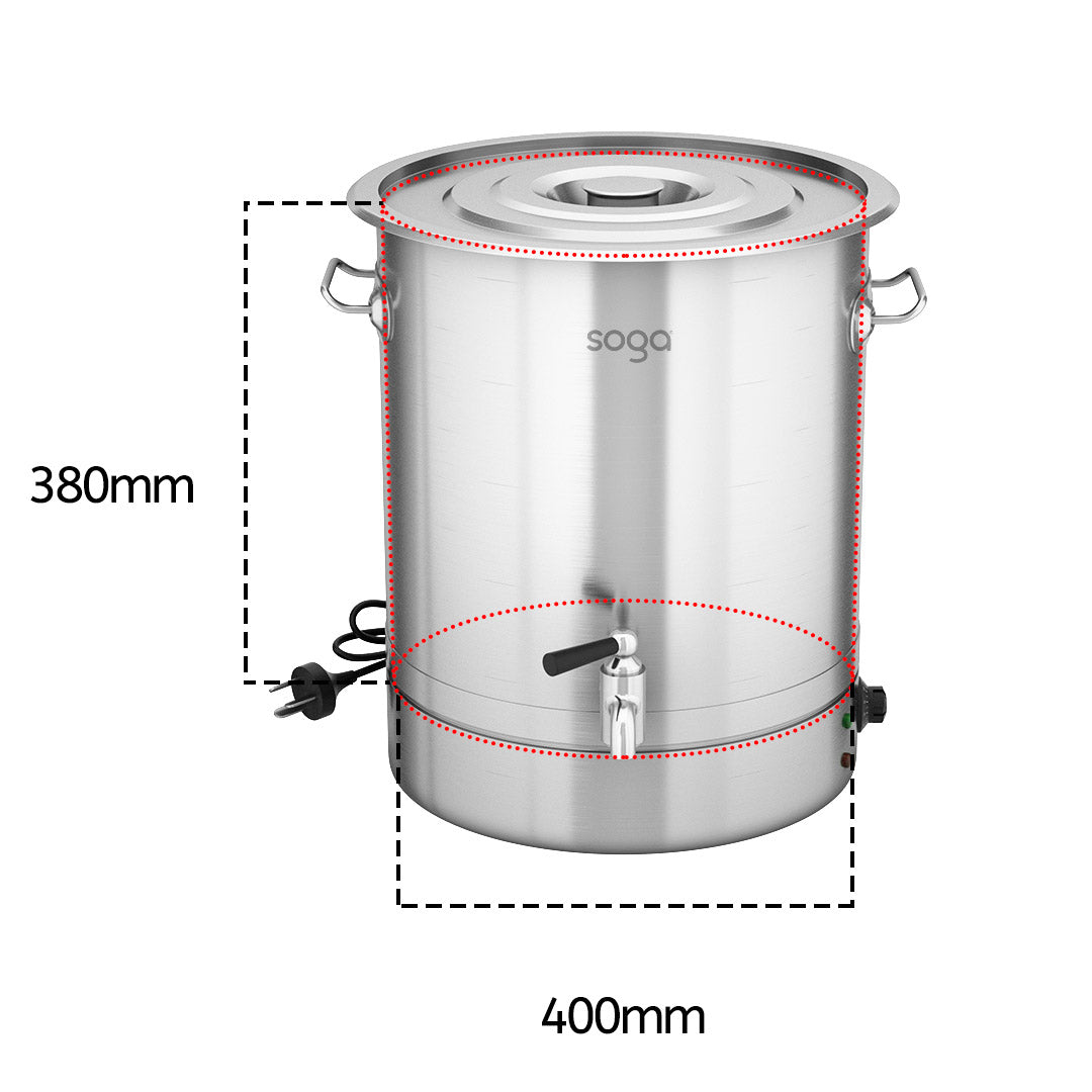 SOGA 2X 48L Stainless Steel URN Commercial Water Boiler 2200W