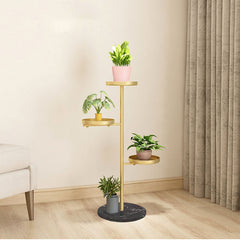 SOGA 2X 3 Tier Gold Round Plant Stand Flowerpot Tray Display Living Room Balcony Metal Decorative Shelf