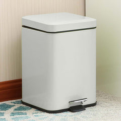 SOGA 4X Foot Pedal Stainless Steel Rubbish Recycling Garbage Waste Trash Bin Square 12L White