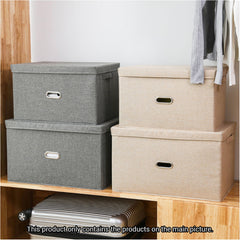 SOGA Grey Super Large Foldable Canvas Storage Box Cube Clothes Basket Organiser Home Decorative Box