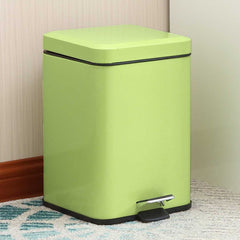 SOGA 2X Foot Pedal Stainless Steel Rubbish Recycling Garbage Waste Trash Bin Square 6L Green