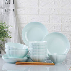 SOGA Light Blue Japanese Style Ceramic Dinnerware Crockery Soup Bowl Plate Server Kitchen Home Decor Set of 5