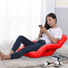SOGA Foldable Lounge Cushion Adjustable Floor Lazy Recliner Chair with Armrest Red