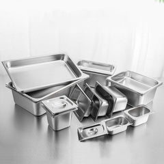 SOGA 4X Gastronorm GN Pan Full Size 1/3 GN Pan 6.5 cm Deep Stainless Steel Tray with Lid