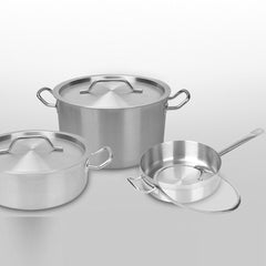 SOGA 2X 28cm Stainless Steel Saucepan With Lid Induction Cookware With Triple Ply Base