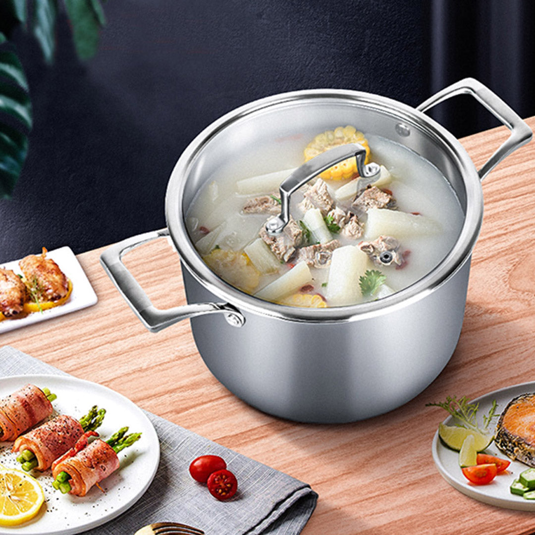 26cm Stainless Steel Soup Pot Stock Cooking Stockpot Heavy Duty