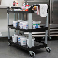 SOGA 2x 3 Tier Food Trolley Food Waste Cart w/ 2 Bin Food Utility Kitchen Large