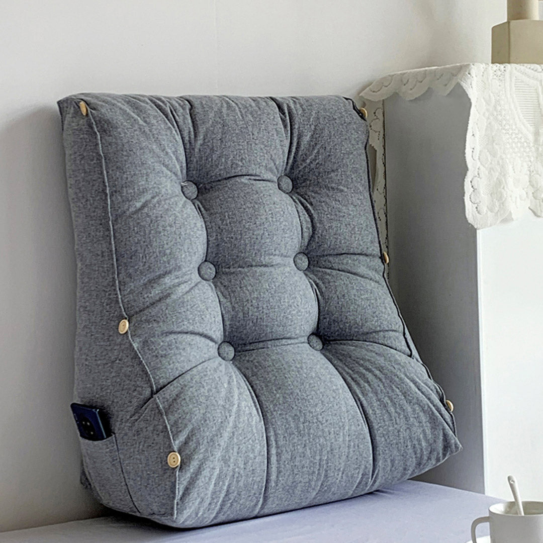 SOGA 60cm Silver Triangular Wedge Lumbar Pillow Headboard Backrest Sofa Bed Cushion Home Decor