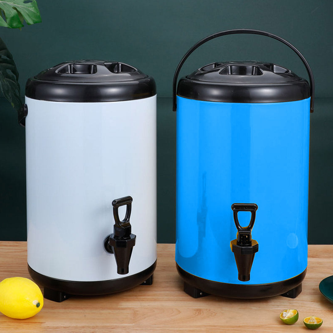 SOGA 8X 12L Stainless Steel Insulated Milk Tea Barrel Hot and Cold Beverage Dispenser Container with Faucet Blue