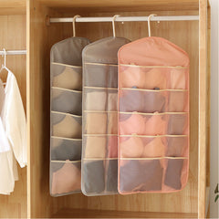 SOGA 2X Pink Double Sided Hanging Storage Bag Underwear Bra Socks Mesh Pocket Hanger Home Organiser