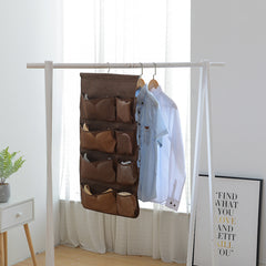 SOGA 2X Coffee Double Sided Hanging Storage Bag Underwear Bra Socks Mesh Pocket Hanger Home Organiser