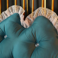 SOGA 4X 150cm Blue-Green Princess Bed Pillow Headboard Backrest Bedside Tatami Sofa Cushion with Ruffle Lace Home Decor