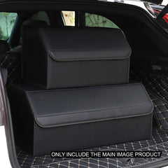 SOGA 4X Leather Car Boot Collapsible Foldable Trunk Cargo Organizer Portable Storage Box Black Medium