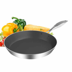 SOGA 3X Stainless Steel Fry Pan Frying Pan Induction FryPan Non Stick Interior Skillet