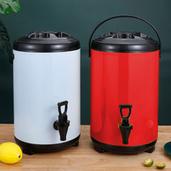 SOGA 12L Stainless Steel Insulated Milk Tea Barrel Hot and Cold Beverage Dispenser Container with Faucet Red