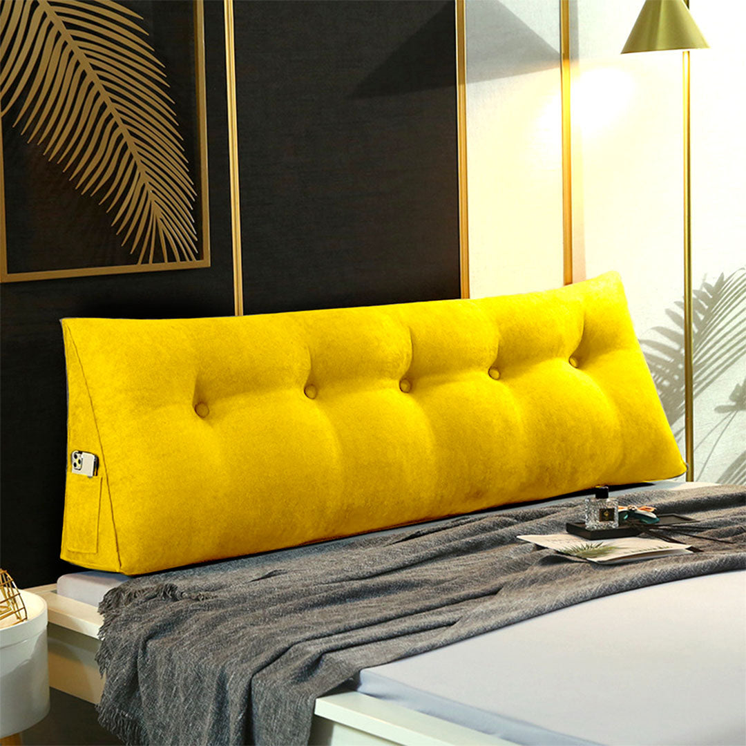 SOGA 100cm Yellow Triangular Wedge Bed Pillow Headboard Backrest Bedside Tatami Cushion Home Decor