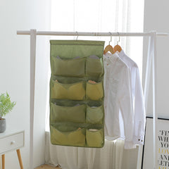 SOGA 2X Green Double Sided Hanging Storage Bag Underwear Bra Socks Mesh Pocket Hanger Home Organiser