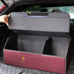 SOGA 4X Leather Car Boot Collapsible Foldable Trunk Cargo Organizer Portable Storage Box Red Large