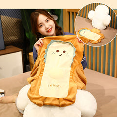 SOGA 48 cm Smiley Face Toast Bread Cushion Stuffed Car Seat Plush Cartoon Back Support Pillow Home Decor