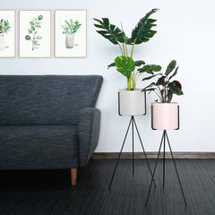 SOGA 80cm Tripod Flower Pot Plant Stand with White Flowerpot Holder Rack Indoor Display