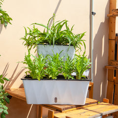 SOGA 2X 50 cm White Rectangular Flowerpot Vegetable Herb Flower Outdoor Plastic Box Garden Decor