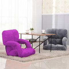 SOGA 2X Foldable Lounge Cushion Adjustable Floor Lazy Recliner Chair with Armrest Purple