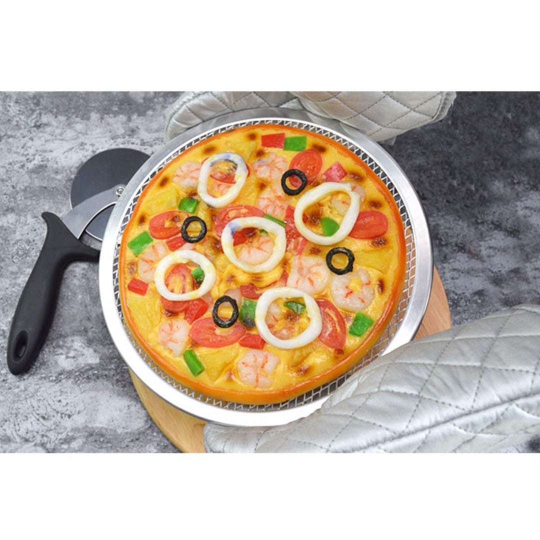 SOGA Round Seamless Aluminium Nonstick Commercial Grade Pizza Screen Baking Pan Set