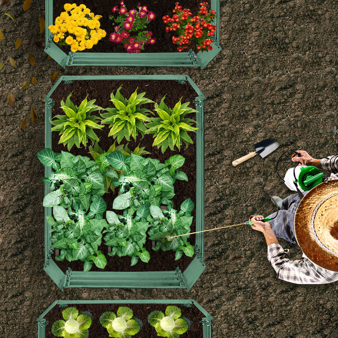 SOGA 2X 120X60cm Rectangle Galvanised Raised Garden Bed Vegetable Herb Flower Outdoor Planter Box