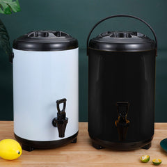SOGA 14L Stainless Steel Insulated Milk Tea Barrel Hot and Cold Beverage Dispenser Container with Faucet Black