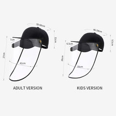 4X Outdoor Protection Hat Anti-Fog Pollution Dust Saliva Protective Cap Full Face HD Shield Cover Kids Black
