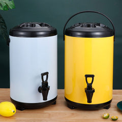 SOGA 12L Stainless Steel Insulated Milk Tea Barrel Hot and Cold Beverage Dispenser Container with Faucet Yellow