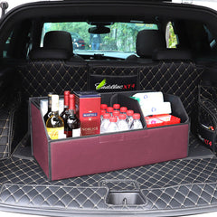 SOGA 2X Leather Car Boot Collapsible Foldable Trunk Cargo Organizer Portable Storage Box Red Large