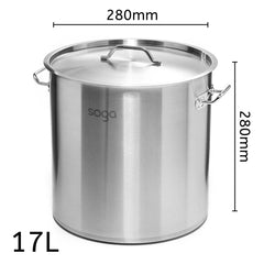 SOGA Dual Burners Cooktop Stove 17L Stainless Steel Stockpot and 28cm Induction Fry Pan