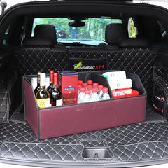 SOGA 4X Leather Car Boot Collapsible Foldable Trunk Cargo Organizer Portable Storage Box Red Medium