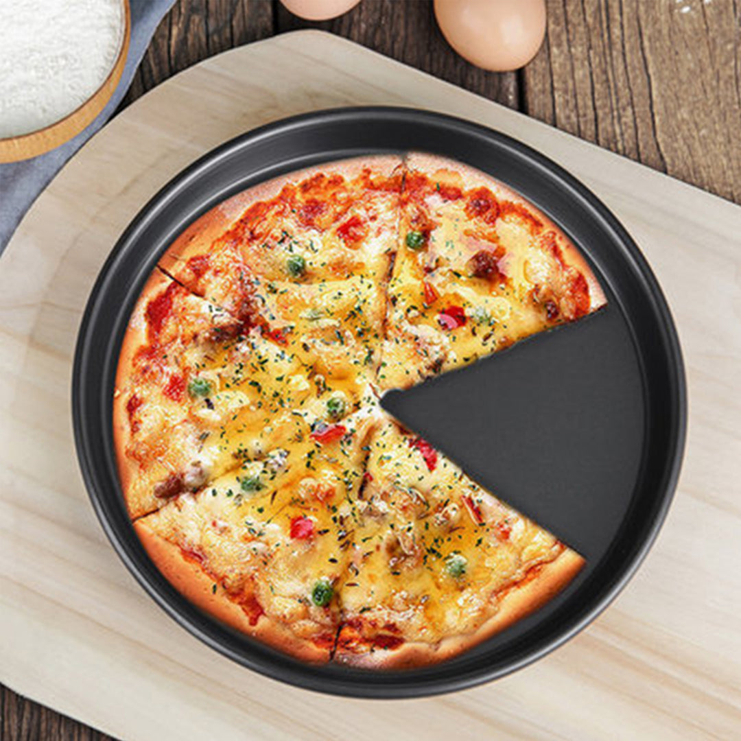 SOGA 6X 7-inch Round Black Steel Non-stick Pizza Tray Oven Baking Plate Pan